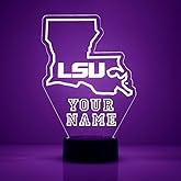 Custom Louisiana State University Tigers Logo LED Sign Night Light Lamp with Remote and Personalized Name or Image, Officially Licensed from the CLC by Mirror Magic Gifts, Made in the USA