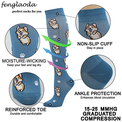 image for fenglaoda Compression socks women (Best Support,15-25mmhg,Knee High,Co