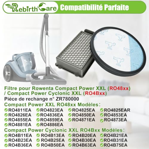 Filter for Rowenta Compact Power XXL Vacuum Cleaner RO48xx RO4Bxx RO4825EA | RO4811EA RO4823EA RO4B11EA RO4826EA RO4871EA RO4855EA RO4881EA RO4886EA RO4850EA RO4853EA RO4873EA, Replaces #ZR78000