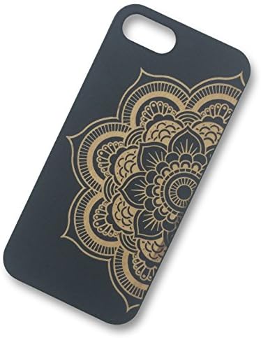 Wood iPhone Case - iPhone 7 / Wood iPhone 7 Case - WDPKR Wooden Phone Cover - UNIQUE High Contrast Black Painted Wood Bumper Accessory for Apple iPhone 7 (Mandala)
