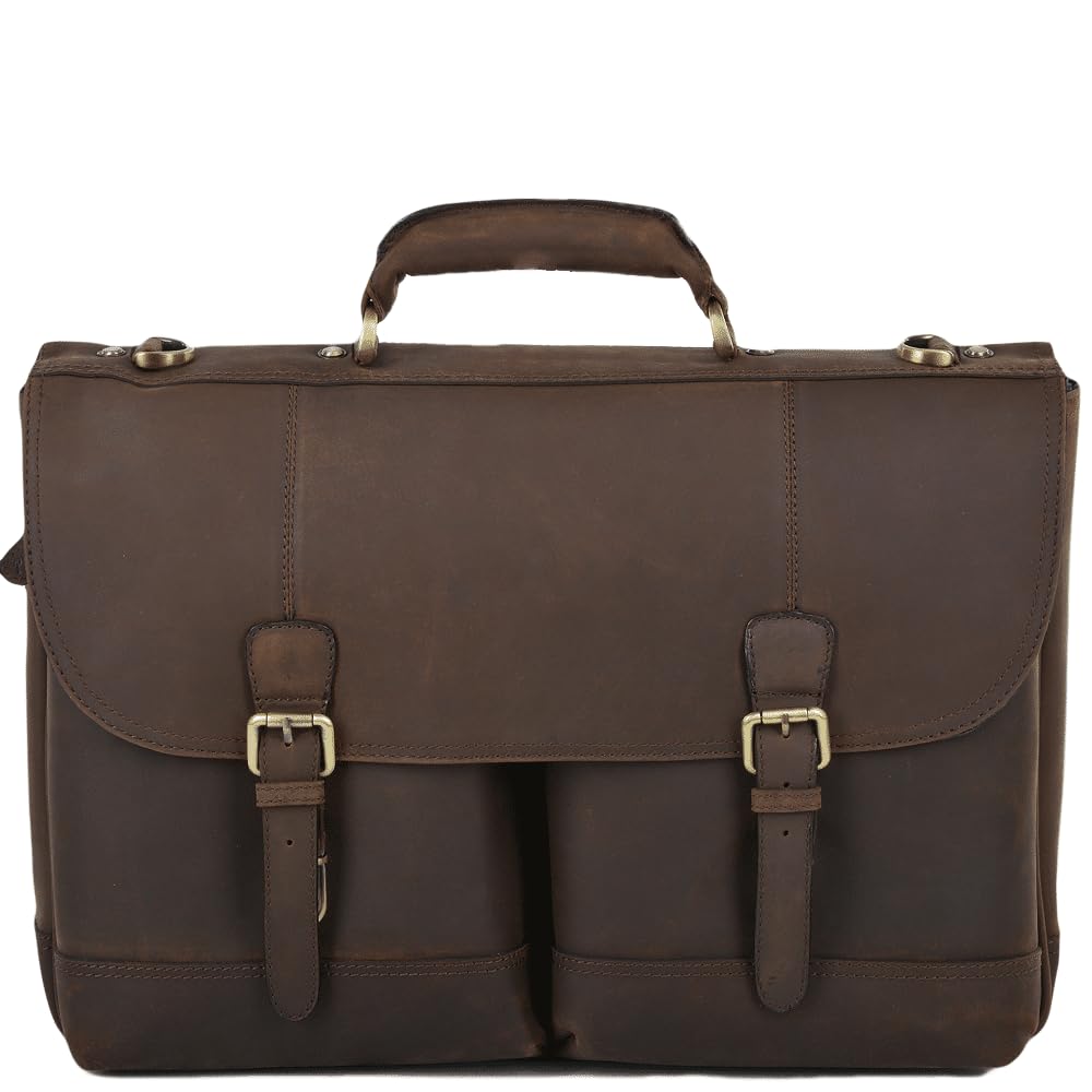 Ashwood Leather Single Gusset Heavy Duty Laptop Briefcase Mud: Henry