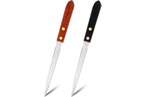 2pcs Letter Openers, Multipurpose Stainless Steel Envelope Sword Slitter with Wooden Handle Lightweight Mail Paper Cutting Kn