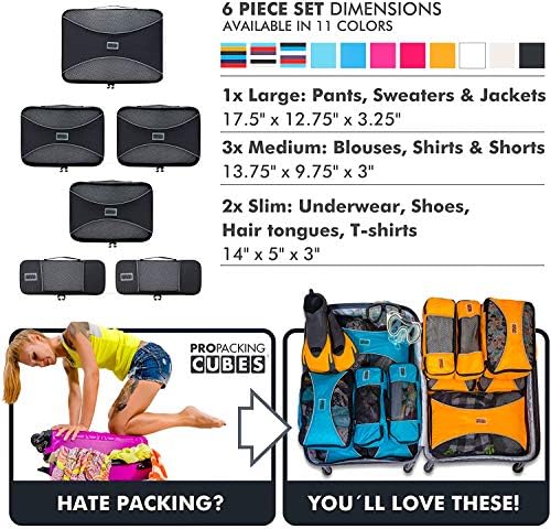 PRO Packing Cubes | 6 Piece Travel Bags Organizer for Luggage | Multi-size Ultralight Travel Cubes | Suitcase Organizer Bags Set | Makes Packing Easy 8 PRO Packing Cubes | 6 Piece Travel Bags Organizer for Luggage | Multi-size Ultralight Travel Cubes | Suitcase Organizer Bags Set | Makes Packing Easy