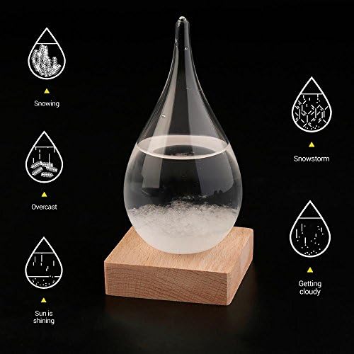 meisou Weather Predicting Storm Glass Set Ornament Display Globe Drop with Stand Weather Forecast Bottle Perfect Stylish Desktop Barometer Thermometer Forecasting