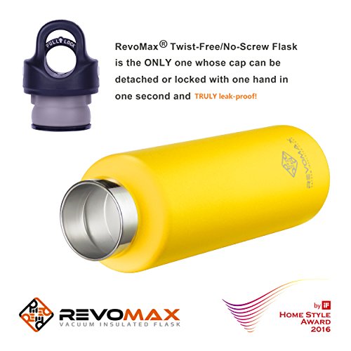 RevoMax V2 Twist-Free/No-Screw Vacuum Insulated Water Bottle -with One-Click Open/Close Lid for 36 Hours Ice Cold - Standard Mouth - Thumbnail 2
