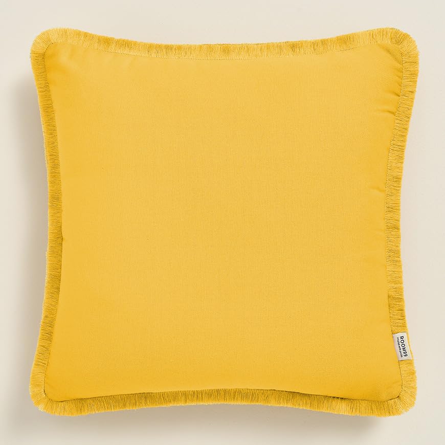 ROOM99 Boca Chica 40 x 40 cm Decorative Cushion Cover Throw Cushion Cover Aesthetic Modern Bedroom Living Room Boho Cotton Mustard 1 Piece