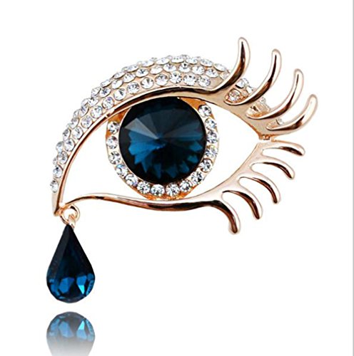 Da.Wa Angal’Tear Big Eyes Long Eyelash Brooch Pin Rhinestone Diamond Brooch for Women Costume Pin