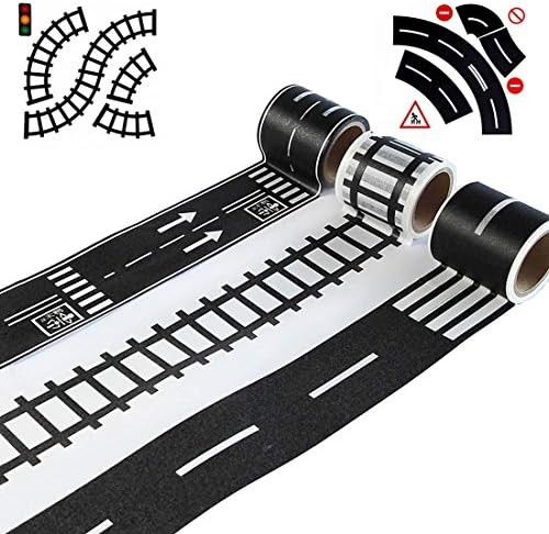 ROCHU Road Tape for Toy Car DIY Traffic Road Railway Adhesive Removable Tape for Kids Toy Cars