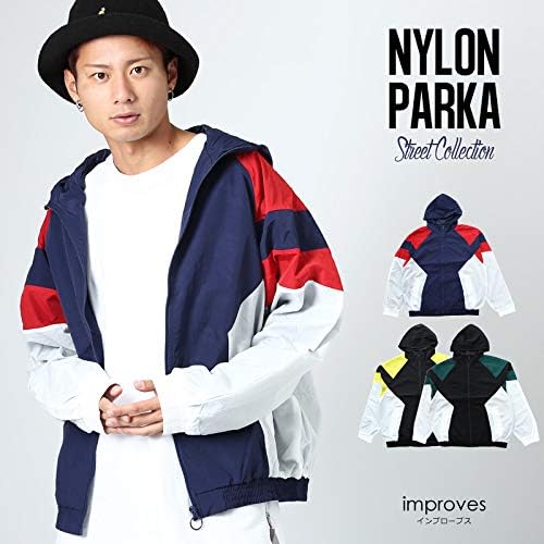 Amazon インプローブス ナイロンジャケット メンズ ナイロンパーカー ウィンドブレーカー シャカシャカ 薄手 派手 メンズ ネイビー ｌ サイズ トレーナー パーカー 通販