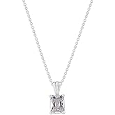 Belacqua Gemstone Necklace in Sterling Silver, Emerald Pendant Size 6 * 8mm, 15" Cable Chain with 2" Extender, Spring Ring Clasp, Dainty Birthstone Necklace for Women, Gift Box Included