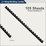 Rayson Plastic Binding Combs 14 mm 21 Rings A4 Black Pack of 100 view 3
