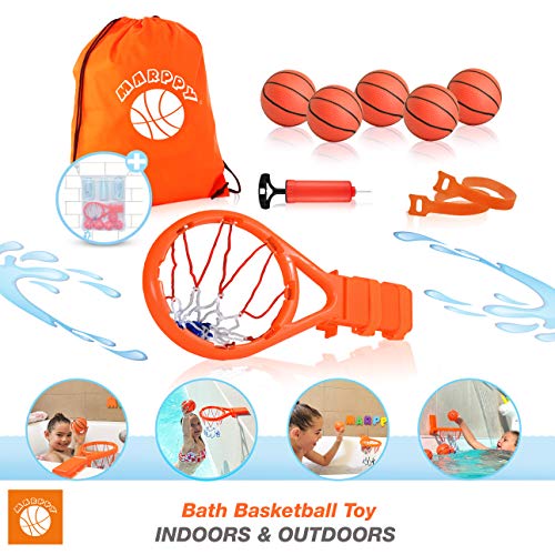 Bath Toy Basketball Hoop for Kids + 5 Upgraded Balls - Bathtub Basketball Hoop for Boys & Girls - Indoor Fun Games & Improve Motor Skills - 2IN1 Hanging System - B0NUS Bath Toy Organizer - GREAT GlFT - Thumbnail 6