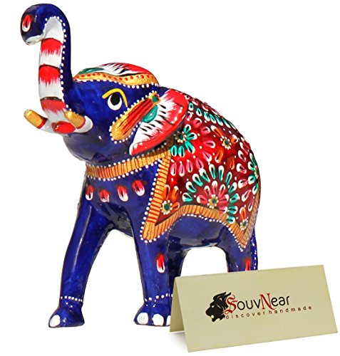 SouvNear Baby Elephant Decor Blue Decoration for Living Room , Bedroom, Kids Room, Garden Unique Gifts for Women , Men , Kids - Statues and Figurines Symbols of Good Luck
