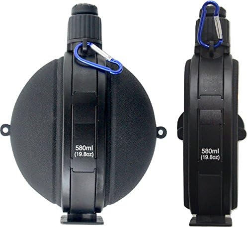 ALONAY Collapsible Portable Silicone Sports Water Bottle &amp; Canteen 20 OZ WITH CLIP &amp; COMPASS. Leak-Proof, Eco-Friendly, BPA FREE, FDA Approved. Hiking, Camping, Biking, Sports, Travel, Outdoor (BLACK)