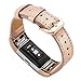 Simpeak Leather Band Compatible with Fitbit Charge 2, Genuine Leather Wristband Strap Replacement for Fitbit Charge 2, Shiny Gold Band+Rose Gold Adaptor
