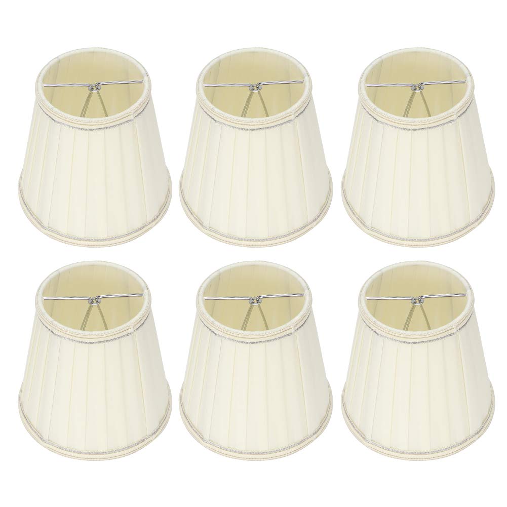 Clip on Candle Lamp Shades,Set of 6 LampShades for Candle,Clip on Lampshades for Wall Lights Beige Lamp Shades Ceiling Light Fabric Lamp Shade,3.5x5.1x5.5inch