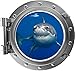 Shark 1 Porthole Ship Window Underwater 3D Silver Submarine View Great White Shark Decor Sticker Children's Kids Room Graphic