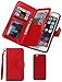 Valentoria iPhone SE Case(2020) iPhone 8 Wallet case,iPhone 7 Wallet Case, Premium Vintage Leather Wallet Case Magnetic Detachable Slim Back Cover Card Holder Slot Wrist Strap Red