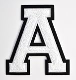 Varsity Letter Patches - White Chenille Letterman A Patch - 4 1/2