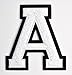 Varsity Letter Patches - White Chenille Letterman A Patch - 4 1/2