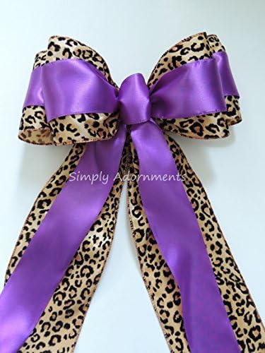 Purple Leopard Birthday Party Decor Purple Leopard Baby Shower Decor Purple Leopard Wedding Pew Bow Animal Theme door Hanger Bow Gift Bow