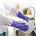 FireBee Rubber Cleaning Gloves Thick Waterproof Kitchen Dishwashing Gloves with Lining Household Latex Gloves (Purple Large,1 Pair)
