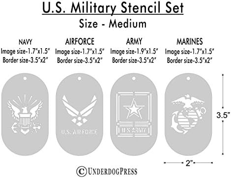 Stencils- U.S. Military Set of 4, Army, Air Force, Marines, Navy, Size 1