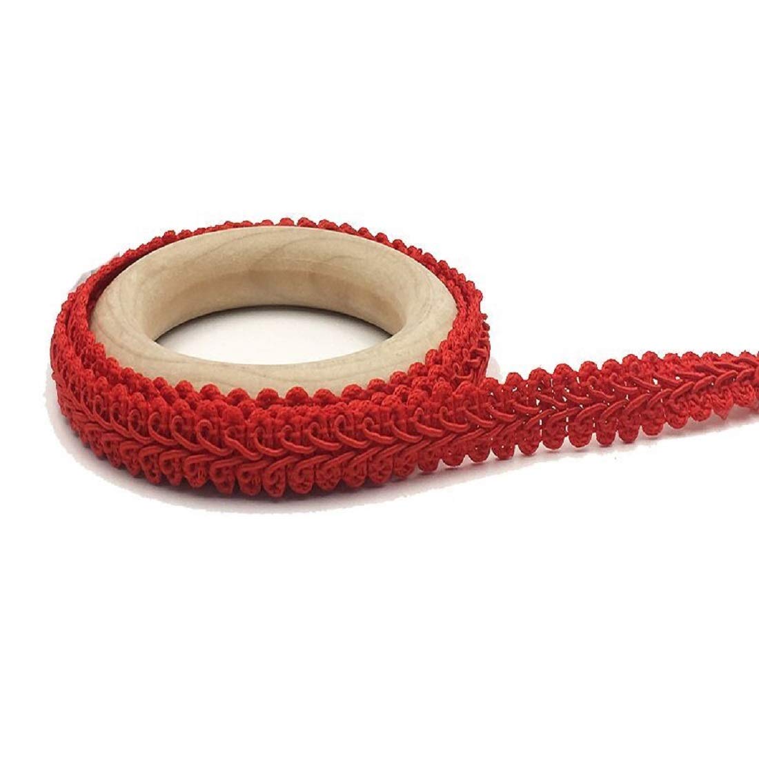 Yalulu 25 Meter Embroidery Braid Twist Fabric Cord Lace Trim Sewing Trimming Edge Craft Decorative Ribbon (Red)