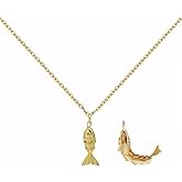 Dainty Gold Fish Necklace for Women, Waterproof Beach Jewelry Ocean Chain Drop Long Non Tarnish Necklaces Trendy Summer Aesthetic Jewelry Gifts for Women