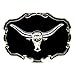 MASOP Western Texas Silver Cattle Longhorn Bull Belt Buckle Black Men Cowboy