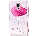 Uncle.Y Galaxy S5 Case, S5 Case, Samsung Galaxy S5 Case, Wallet Flip PU Leather Case Folio Protector Cover Case with Card Holder and Strap Case for Samsung Galaxy S5 I9600 (Flower)