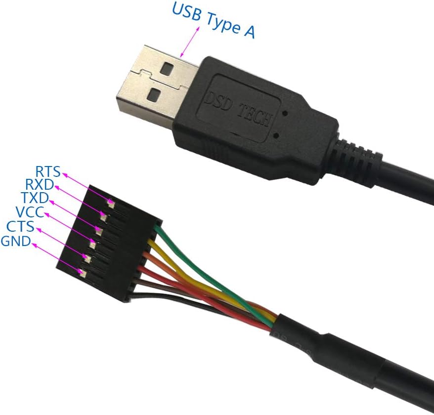 DSD TECH SH-U09G USB to TTL Serial Cable Built-in FTDI FT232RL IC 1.8M/5.9FT, Black, 1.8 meter - Image 5