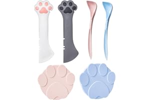mwellewm 6Pcs Pet Food Can Supplies Set 2Pcs Universal Silicone Can Covers Cat Can Lids 2Pcs Multifuctional Mini Spatula Pet Can Opener and 2Pcs Dog Spoons for Pets Dogs Cats Feeding Can