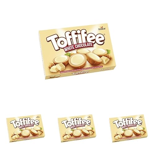 Toffifee White Chocolate, Hazelnut in Caramel with Light Cream and White Chocolate, 15 Pieces (Pack of 4)