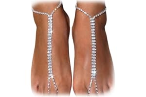 DarBudMay 1Pair Bikini Rhinestone Barefoot Sandals Foot Chain Jewelry Wedding Crystal Leg Bracelet Toe Jewelry Summer Beach R