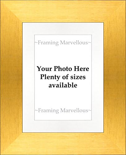Framing Marvellous Brushed Gold Photo Picture Frame - (A5 pic (10x12โ glass) WALL & STRUT, WHITE MOUNT)
