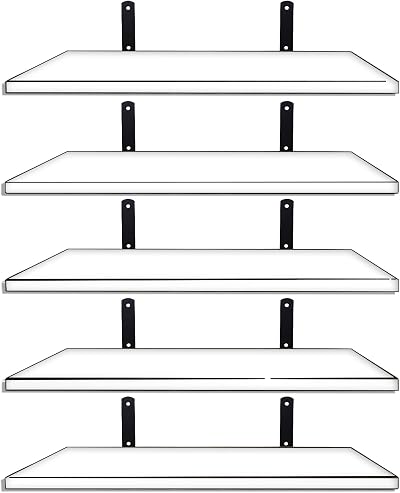 Mardili Wood Wall Shelves Rustic Set of 5 White 42x15x1.5 cm