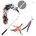 Wisspet Teaser Cat Toys Bird Catcher Interactive Wand Fishing Pole with 3 Feather Refill Replacement Pack