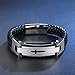 OSTAN Mens Bracelet Men's Stainless Steel Bracelet Braided Religious Cross Cuff Bangle Rope Black
