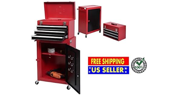 Amazon Com Red And Black 2 Pcs Mini Tool Chest Cabinet Storage