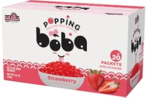 YULU FOODS Strawberry Popping Boba Pearls – Bursting Fruit Bubble Balls – 20 Pack Single-Serve Snacks – Ready to Eat, Less Mess Than Tub Boba, Kids Love It