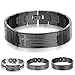 JewelryWe Stainless Steel Black Silver-Tone Religious Cross English Lords Prayer Mens Bracelet (with Gift Bag)