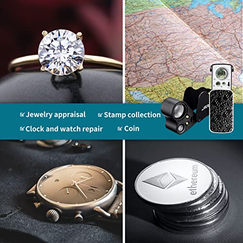 JARLINK 2 Pack Jewelers Loupe, 30X 60X 90X Illuminated Jewelers Eye