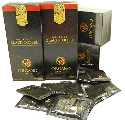 4 Boxes Organo Gold Gourmet Cafe Noir, Black Coffee 100% Certified Ganoderma Extract Sealed (1 Box of 30 Sachets)