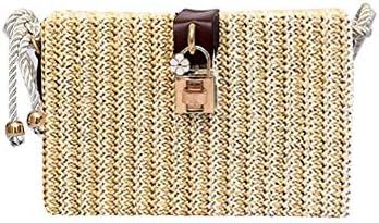 Freechic Women's Cross-body Bags Straw Weaving Beige Fashion Shoulder Bag for Girls Ladies Casual Travel Purse Bag