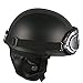 Leather Black Goggles Vintage German Style Half Helmet Motorcycle Biker Cruiser Scooter Touring Helmet