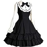 Classic Gothic Lolita Dress for Women Long Sleeve Layered Halloween Cosplay Dresses