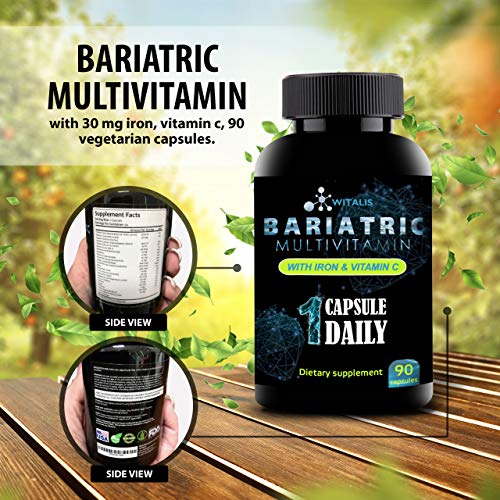 Bariatric Multivitamin - Vitamins for Post Gastric Bypass & Sleeve - Advantage for Weight Loss Surgery -with Iron & Vitamin C - 90 Vegan, Non-GMO, Dairy & Soy Free - Post Bariatric Health