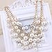 Elegant Women's Multi-Row Torsade Fringe White Pearl Bead Chain Bib Necklace