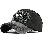 YULOONG Vintage Baseball Cap Embroidery Black Washed Denim Trucker Cap 100% Cotton Sun Hat for Men Women Adjustable Size